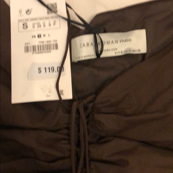 SOLD BNWT Zara Studio AW18 Brown Mini Dress sz S - Picture 3 of 4